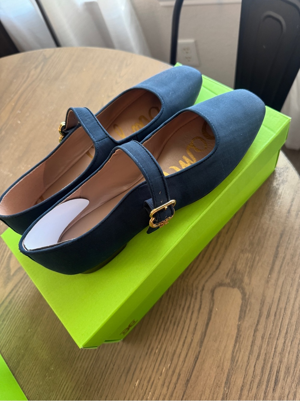BRAND NEW! Sam Edelman Navy Mary Jane Flats with Gold Buckles